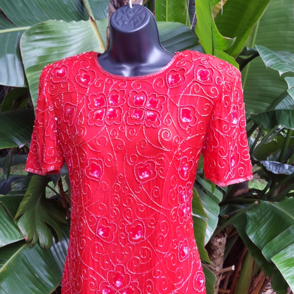 Vintage 80s sequin silk dress
